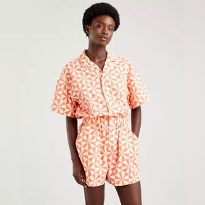 Levi's Peach and White Geometric Short Romper